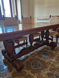 Tavolo barocco con 6 sedie 