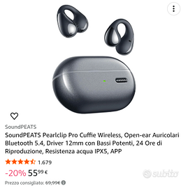 SoundPEATS Pearlclip PRO nere