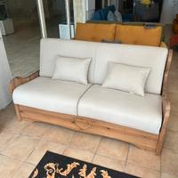 Divano letto rustico in legno matrimoniale nuovo