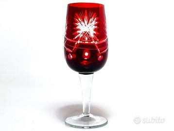 Calice o flute cristallo molato rosso rubino