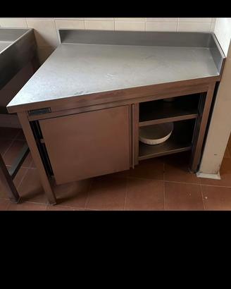 Tavolo angolare sportellato acciaio inox