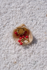 Orecchini a cerchio con perle di corallo bamboo