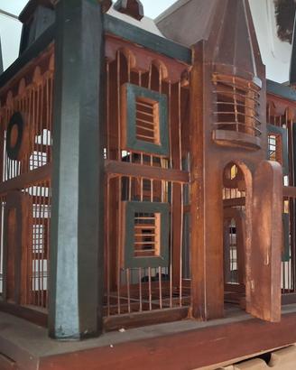 Gabbia  Voliera per uccelli in legno Vittoriano