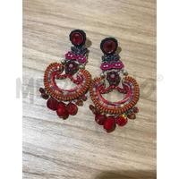 ORECCHINI AYALA BAR METALLO TESSUTO PERLINE ARANCI