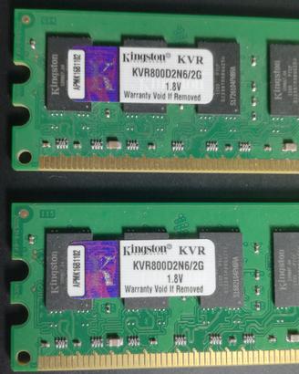Memoria RAM 2x2GB - DDR2 PC2-6400 - KVR800D2N6/2G