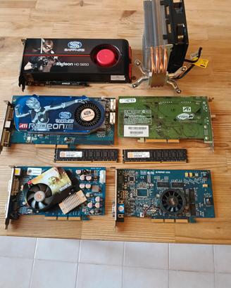 Schede video n°5 + 2 bacchette ram+ dissipatore