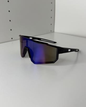 Occhiali sole sportivi shield ciclismo specchiati