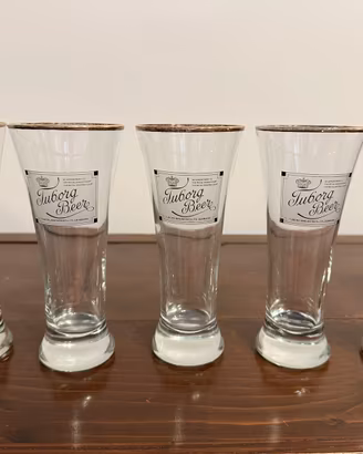 Lotto 5 Bicchieri Burra Tuborg Vintage Anni 70/80