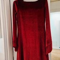 vestito velluto bordeaux 