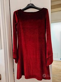 vestito velluto bordeaux 