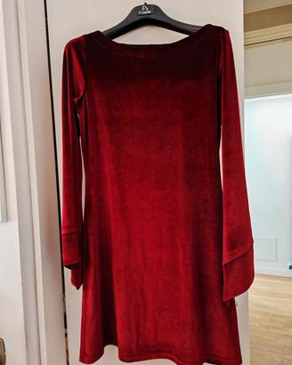 vestito velluto bordeaux 