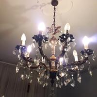 Lampadario Vintage con gocce in cristallo anni 60