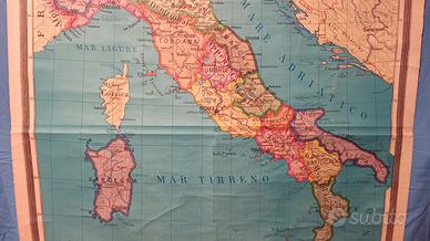 Carta geografica Italia in tela