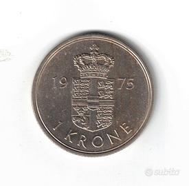 Moneta, Danimarca, 1 Krone, ReginaMargerita II '75