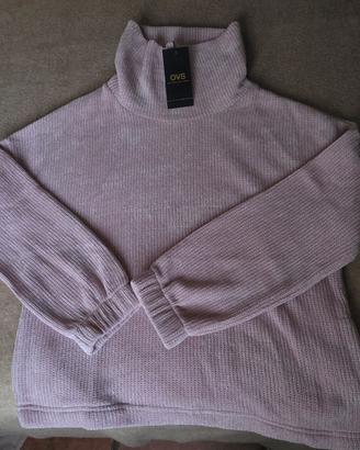 Maglione rosa in ciniglia donna nuovo Taglia S
