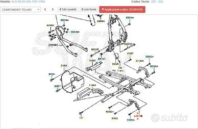 Maniglia Dx passeggero Kawasaki KLR 600 321091106