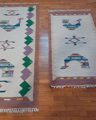 coppia di tappeti peruviani 80x200 e 70x140 cm