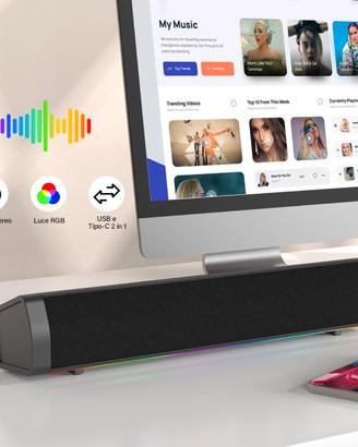 Altoparlante PC ZETIY Soundbar Gaming USB
