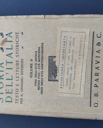 2 Volumi "Storia d'Italia" Paravia (1939)