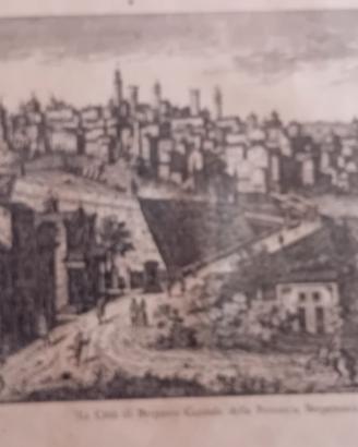 antica stampa di Bergamo rarissima xilografia 