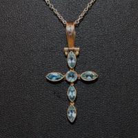 Splendida collana ciondolo croce argento topazi