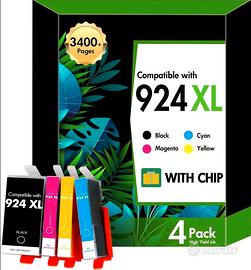 4 Cartucce 924XL 924e Con Chip Compatibili HP