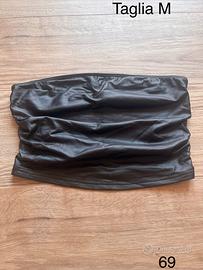 Top a Fascia Vintage in Ecopelle Nera-nuovo
