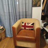 Poltrona Industrial in cuoio e tessuto 