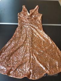 abito Pinko in paillettes oro rosa tg.40