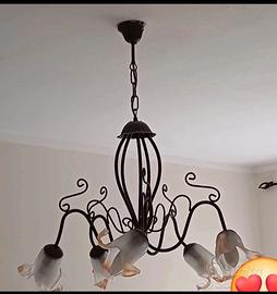 Lampadario 5 luci in ferro battuto