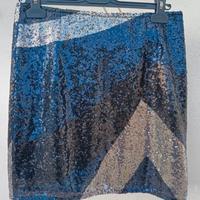 Minigonna con paillettes blu/argento tg 44 nuova