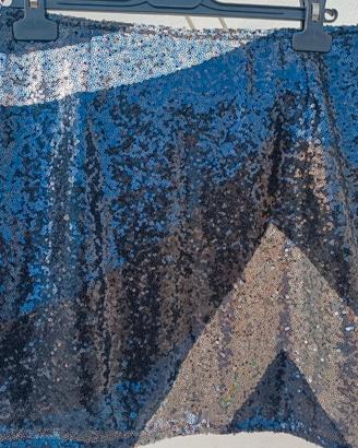 Minigonna con paillettes blu/argento tg 44 nuova