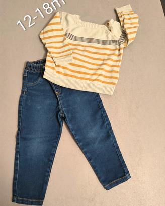 Set maglioncino e jeans 12-18m
