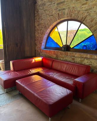Divano angolare design in vera pelle