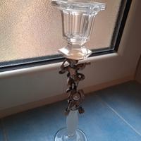 Candelabro in cristallo e metallo argentato 