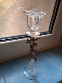 Candelabro in cristallo e metallo argentato 