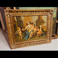 Quadro antico olio su tela con cornice dorata