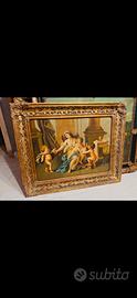 Quadro antico olio su tela con cornice dorata