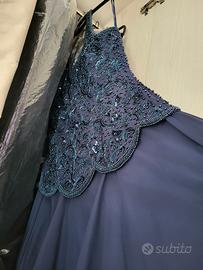 Vestito cerimonia Perline e CHIFFON blu a 80€
