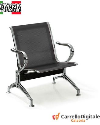 Sedia da attesa in acciaio colore nero 1 posto