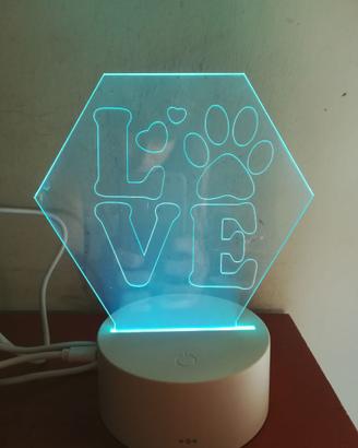 LAMPADA 3D LED 7 colori Love con Telecomando I