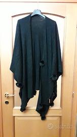 Scialle nero nuovo con pellicola coniglio