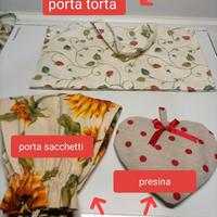 Tessili  cucina 7 pezzi realizzati a mano 