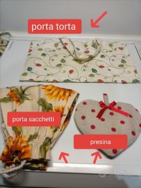 Tessili  cucina 7 pezzi realizzati a mano 