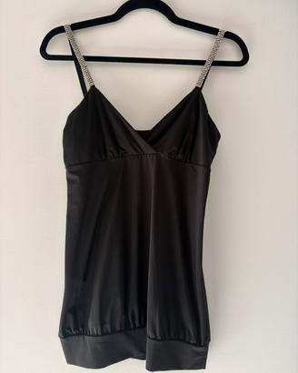 Top elegante nero con spalline gioiello – Taglia S