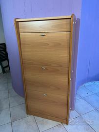 Scarpiera in legno con ante ribaltabili