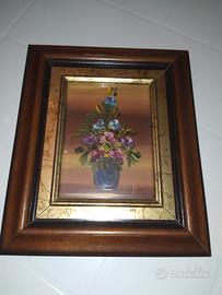 Quadretto piccolo con vaso di fiori + cornice