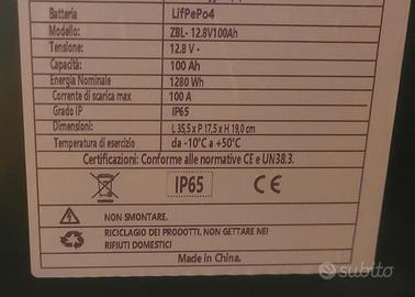 BATTERIA AL LITIO 100AH  LiFePo 4