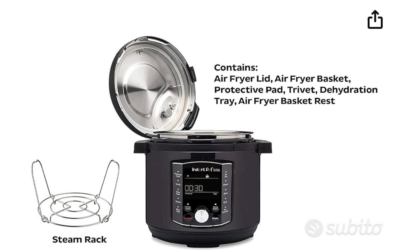 Instant Pot Pro Crisp 11-in-1 Friggitrice ad Aria / Pentola a Pressione  Multifunzione in Acciaio Inossidabile, Adatta a Cucinare Patatine Fritte,  Verdura e molto altro, 1500 W, 7,6 L - Nero