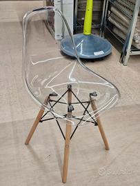 Sedie Moderne Trasparenti Gambe in Legno  Nuove